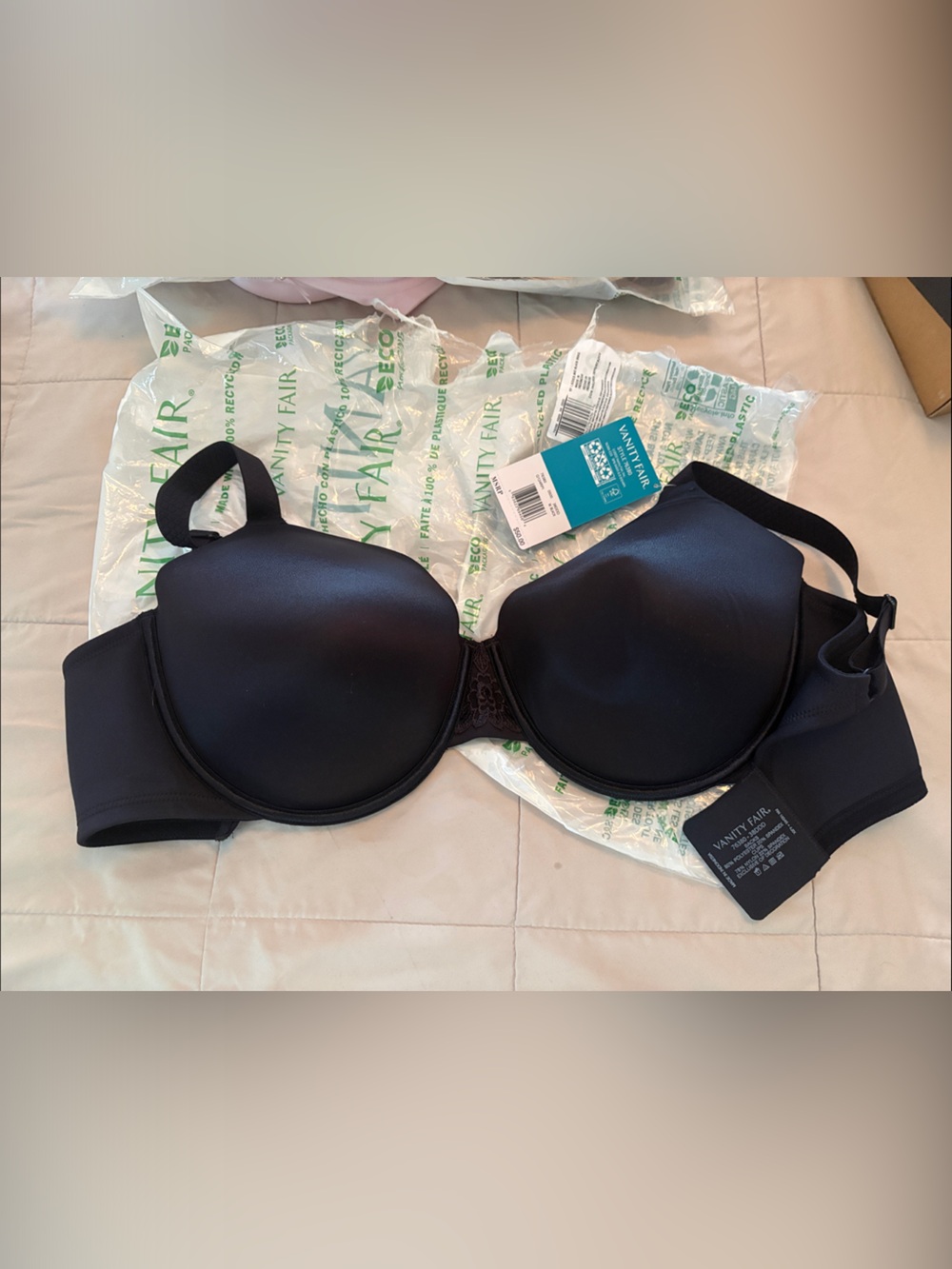 Vanity Fair Black Smooth T-Shirt Bra